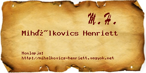 Mihálkovics Henriett névjegykártya